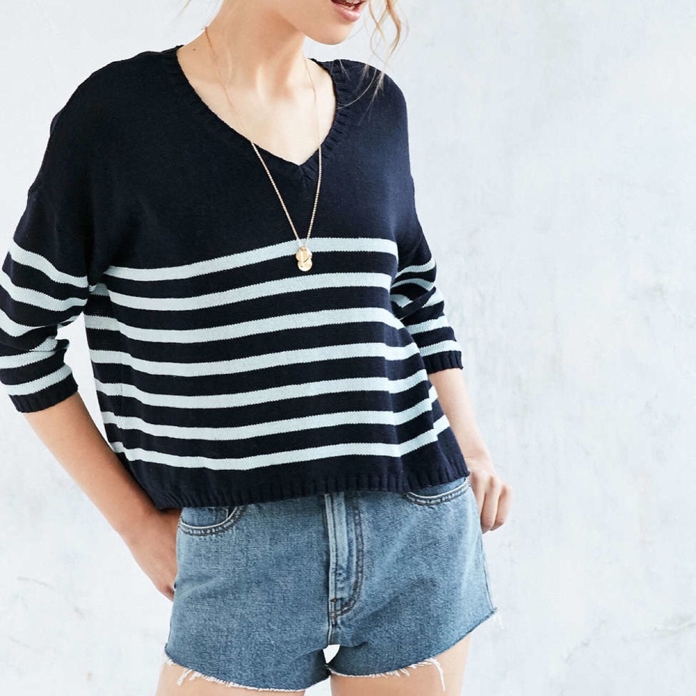 Ecote Striped Cropped Sweater
